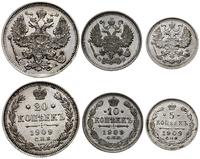 Rosja, zestaw 3 monet, 1909 СПБ