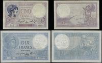 lot 2 banknotów, 5 franków (22.06.1933) oraz 10 