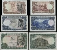 zestaw 3 banknotów, 100 peset (1970), 500 peset 