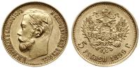 5 rubli 1899 ФЗ, Petersburg, złoto 4.28 g, ładni