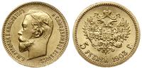 5 rubli 1903 AP, Petersburg, złoto 4.30 g, wyśmi