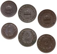 lot 3 monet, 1 halerz 1895 oraz 2 halerze 1895 i