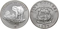5 dolarów 1973, Mapa Liberii i słoń, srebro prób