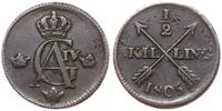 1/2 skillinga 1805, Sztokholm, moneta przebita z