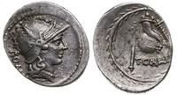denar 46 pne, Rzym, Aw: Głowa Romy w hełmie atty
