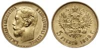 5 rubli 1898 АГ, Petersburg, złoto 4.30 g, piękn