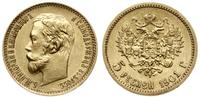 5 rubli 1901 ФЗ, Petersburg, złoto 4.29 g, bardz