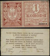 1 korona 5.06.1919, seria W, numeracja 02289, dw