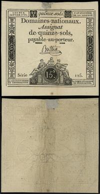 Francja, asygnata na 15 soli, 4.01.1792