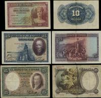zestaw 5 banknotów, 10 peset 1935, 25 peset (15.