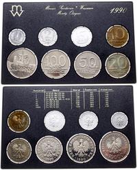 Polska, zestaw rocznikowy monet obiegowych, 1990