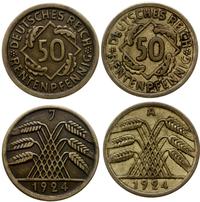 zestaw: 2 x 50 fenigów 1924 A, J, Berlin i Hambu