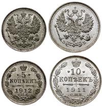 Rosja, zestaw: 10 kopiejek 1911 i 5 kopiejek 1912
