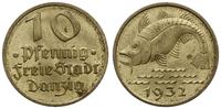 10 fenigów 1932, Berlin, Dorsz, piękne, AKS 21, 