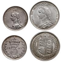 zestaw: 6 pensów i 3 pensy 1887, Londyn, łącznie