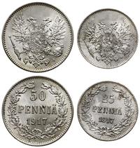 zestaw: 50 i 25 penniä 1917 S, Helsinki, łącznie