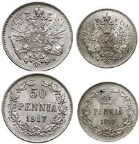 Finlandia, zestaw: 50 penniä 1917 i 25 penniä 1916