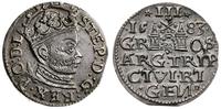 trojak 1583, Ryga, korona króla z rozetami, bard