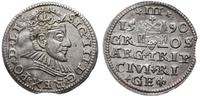 trojak 1590, Ryga, wąska głowa króla (korona z r
