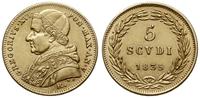 5 scudi 1835 R, Rzym, złoto 8.66 g, ładne, Fr. 2