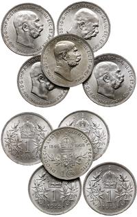 Austria, lot 5 x 1 korona, 1908, 1913, 1914, 1915, 1916