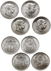 lot 4 x 1 korona 1913, 1914, 1915, 1916, Wiedeń,