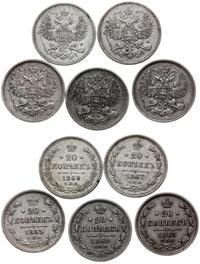 Rosja, zestaw 5 x 20 kopiejek, 1862, 1863, 1865, 1867, 1869