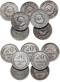 Rosja, zestaw 7 x 20 kopiejek, 1923, 1924, 1925, 1927, 1928, 1929, 1930