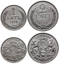 lot 2 monet, 2 łaty (1925) oraz 1 łat (1924), łą