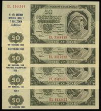 zestaw: 4 x 50 złotych 1.07.1948, z nadrukiem Ko