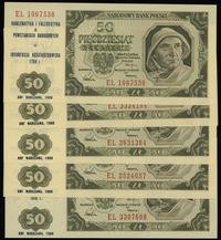 zestaw: 5 x 50 złotych 1.07.1948, z nadrukiem Ko
