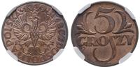 5 groszy 1939, Warszawa, piękna moneta w pudełku