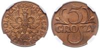 5 groszy 1938, Warszawa, moneta z naturalną barw