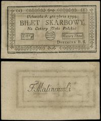 4 złote polskie 4.09.1794, seria 2-E, złamany le