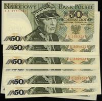 Polska, zestaw banknotów 50 złotych, 1.02.1982 (5 sztuk) i 1.06.1986 (10 sztu