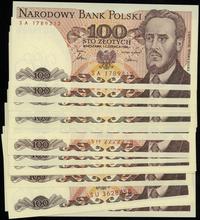 zestaw banknotów 100 złotych 1.06.1986 (16 sztuk