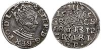 trojak 1585, Ryga, małe popiersie króla, korona 