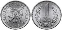 1 złoty 1949, Warszawa, aluminium, piękne, Parch