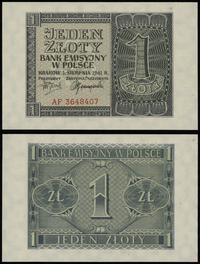 1 złoty 1.08.1941, seria AF, numeracja 3648407, 