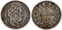 5 franków 1845 W, Lille, Gadoury 678a