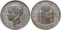 5 peset 1898, Madryt, małe obicia na rantach, Ca