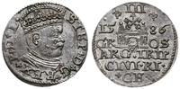 trojak 1586, Ryga, na awersie mała głowa króla, 