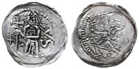 denar 1173-1185/90, Wrocław, Aw: Biskup z krzyże