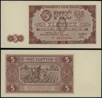 5 złotych 1.07.1948, seria F, numeracja 3522280,