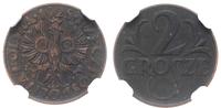 2 grosze 1925, Warszawa, moneta w pudełku NGC 28