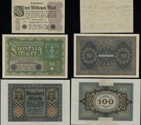 zestaw 3 banknotów:, 50 marek 24.06.1919, 100 ma