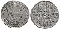 trojak 1584, Olkusz, głowa króla dzieli napis u 