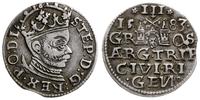 trojak 1583, Ryga, korona króla z rozetami, mone