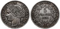 Francja, 5 franków, 1851 A