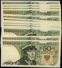 zestaw banknotów 50 złotych 9.05.1975, różne ser